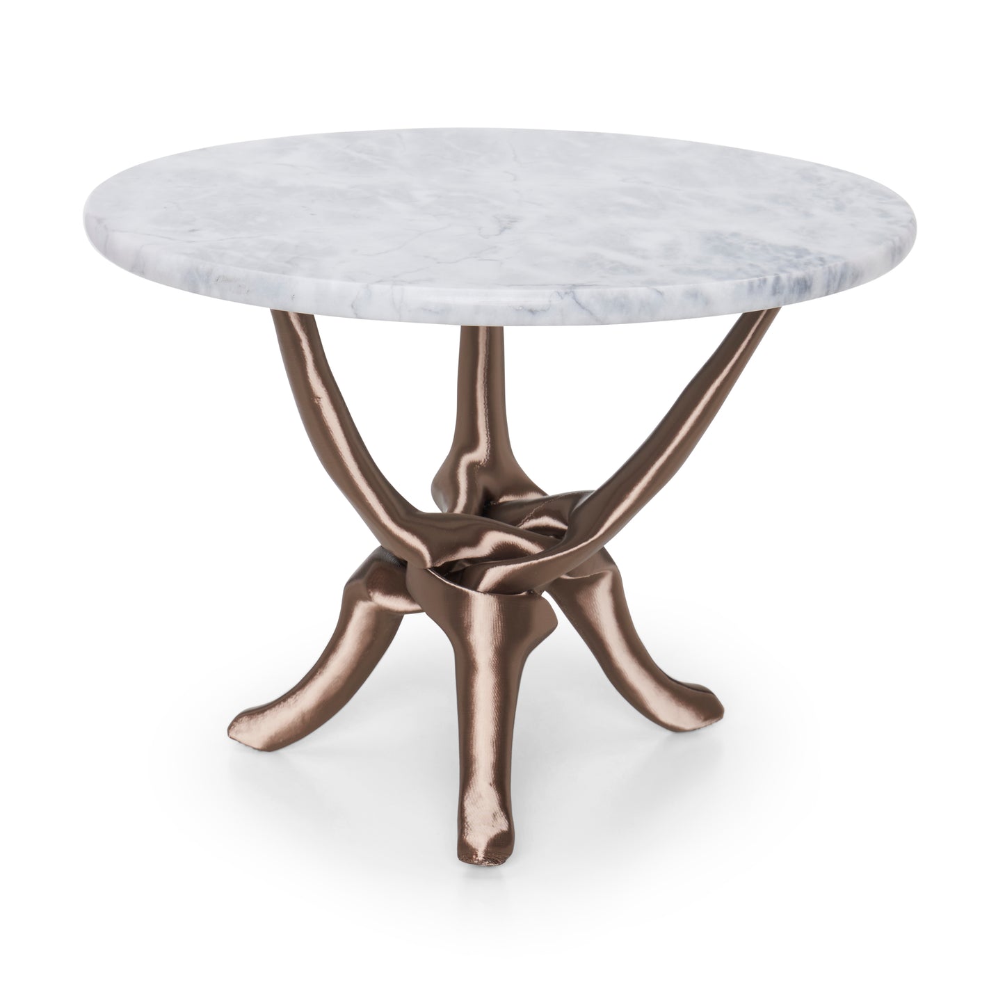 Campagne Gold Stand with Off-White Natural Marble Top