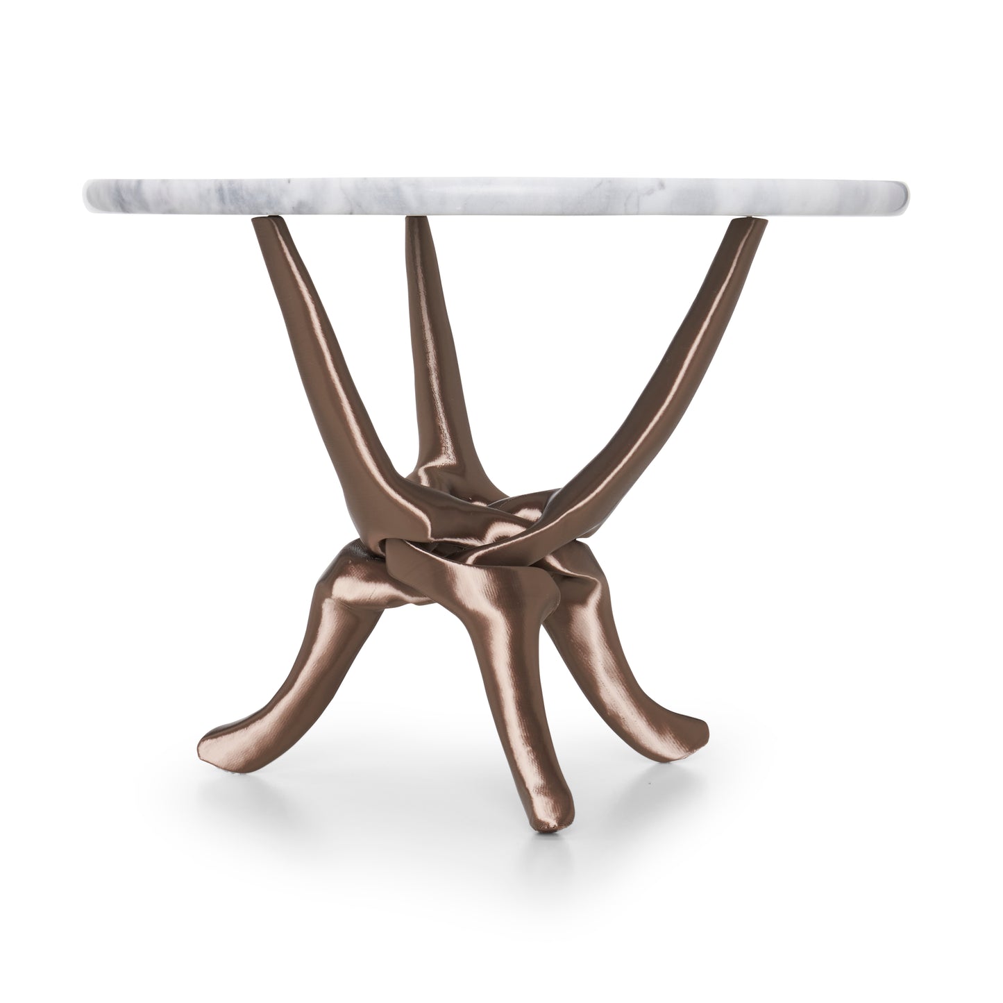 Campagne Gold Stand with Off-White Natural Marble Top