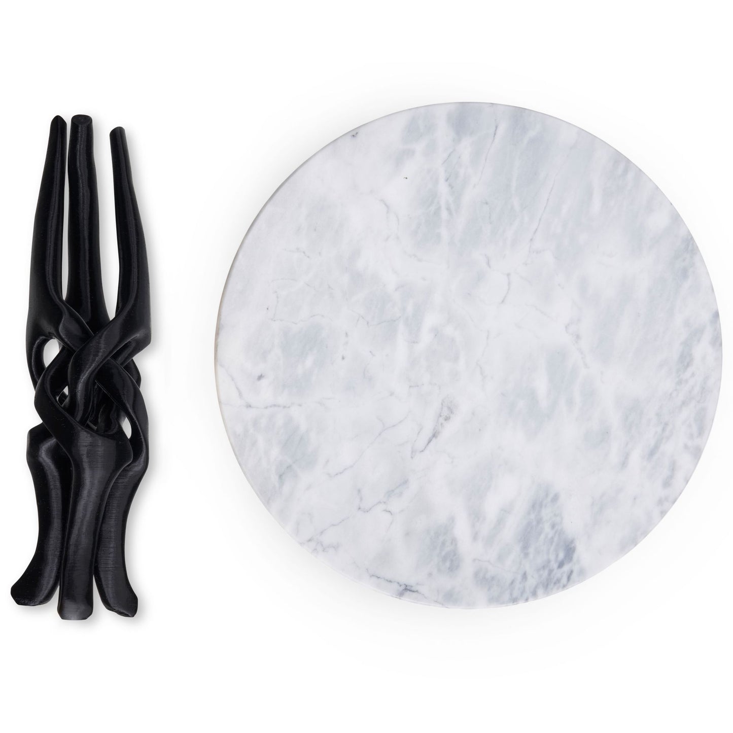 Black Stand with Off-White Natural Marble Top
