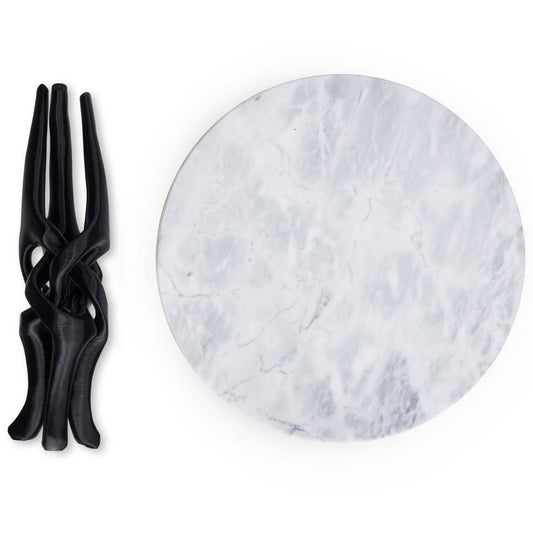 Black Stand with Off-White Natural Marble Top