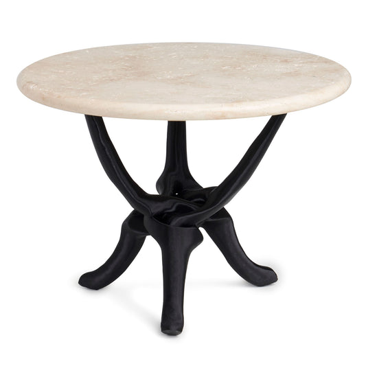 Black Stand with Beige Travertine Top