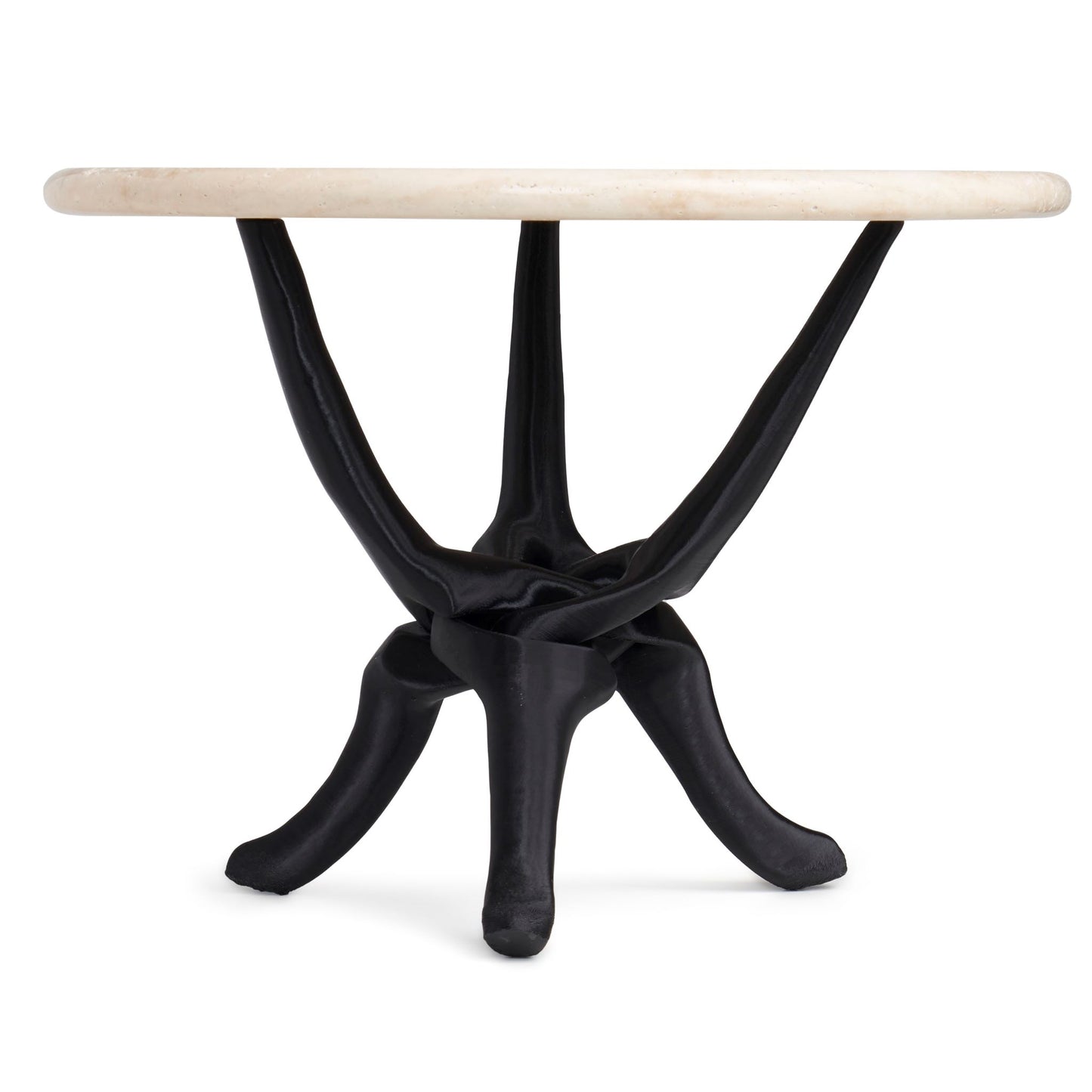 Black Stand with Beige Travertine Top