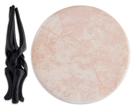 Black Stand with Pink Natural Marble Top