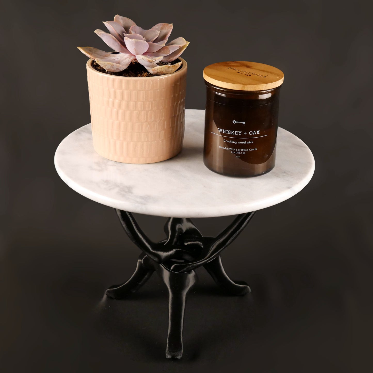 Black Stand with Off-White Natural Marble Top