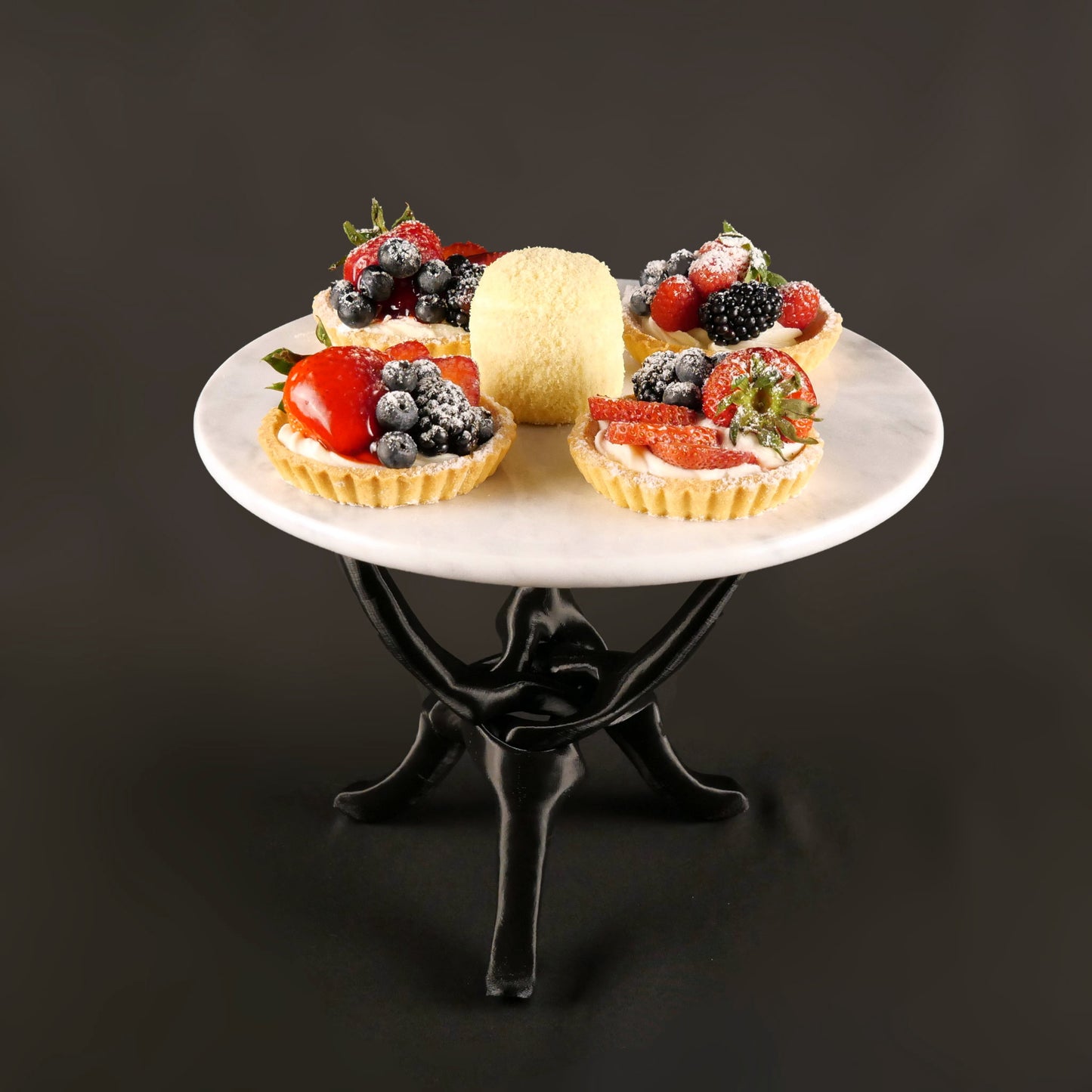 Black Stand with Off-White Natural Marble Top