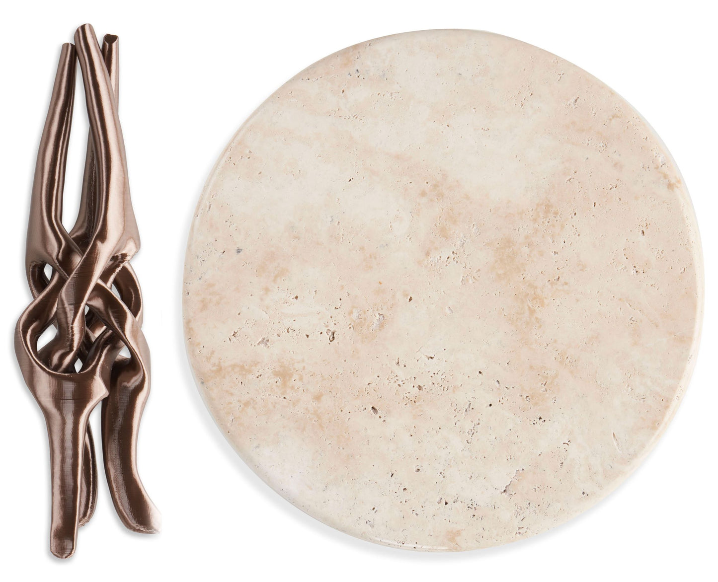 Campagne Gold Stand with Beige Travertine Natural Top