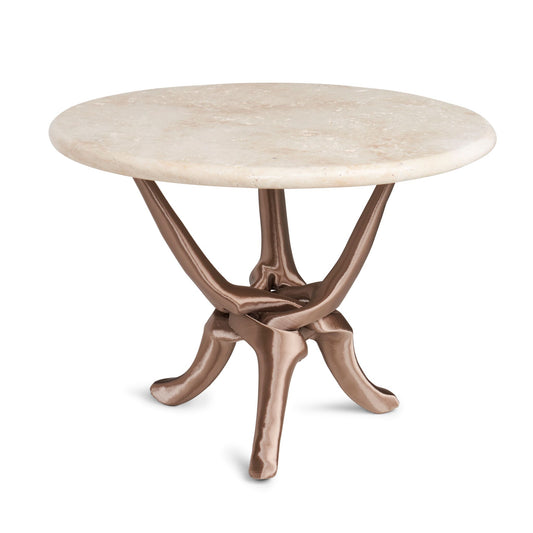 Campagne Gold Stand with Beige Travertine Natural Top