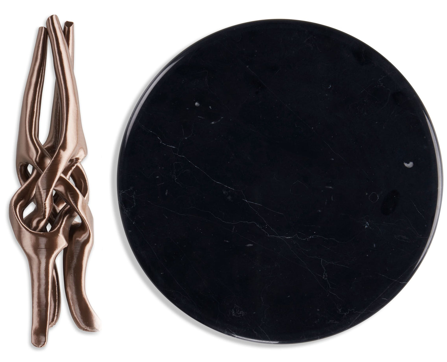 Campagne Gold Stand with Black Natural Marble Top