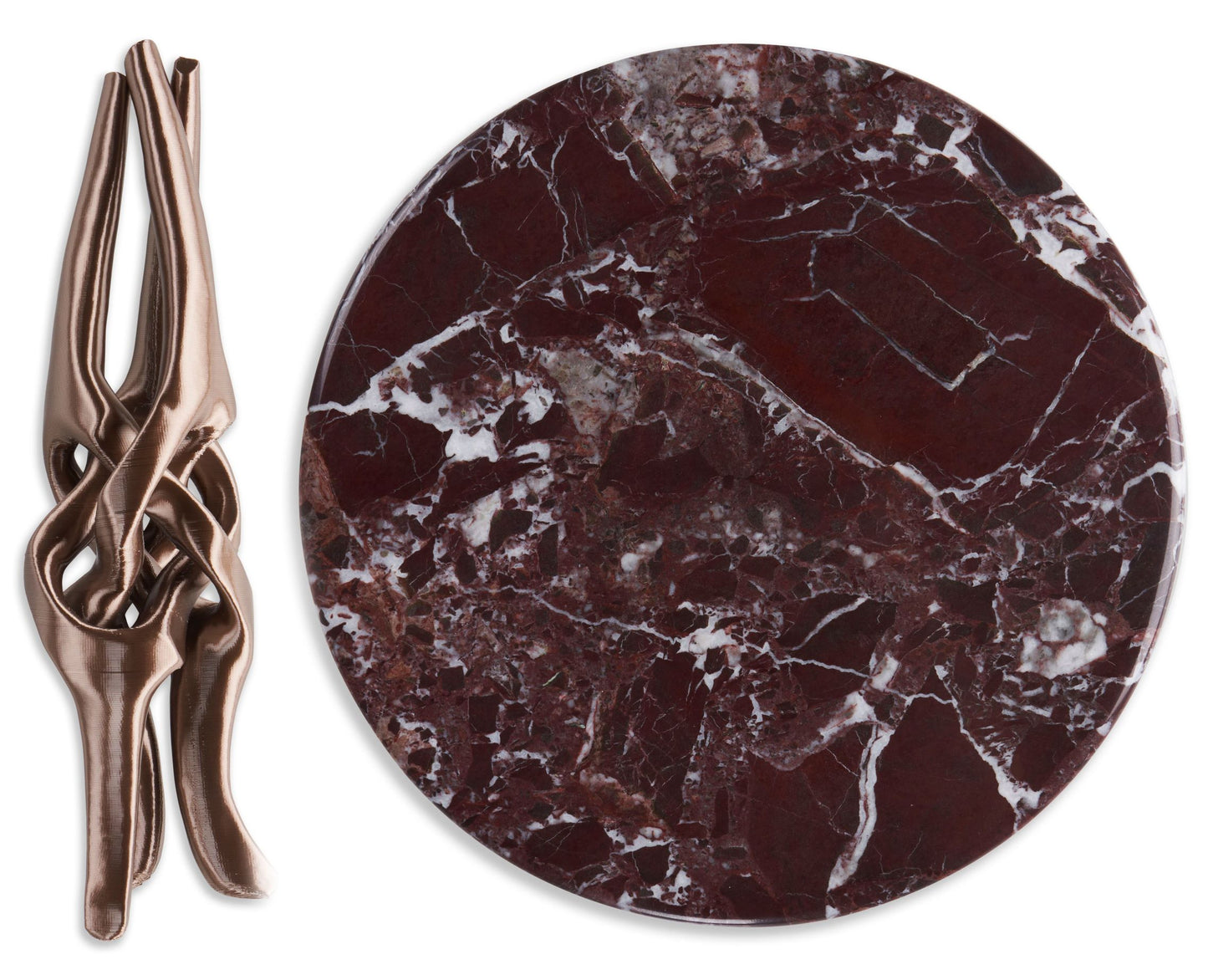 Campagne Gold Stand with Red Natural Marble Top