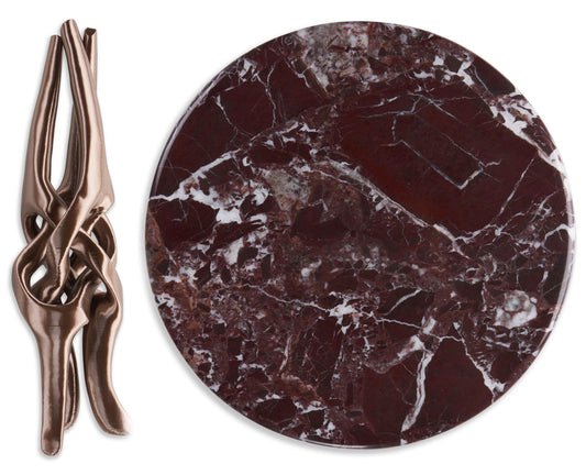 Campagne Gold Stand with Red Natural Marble Top