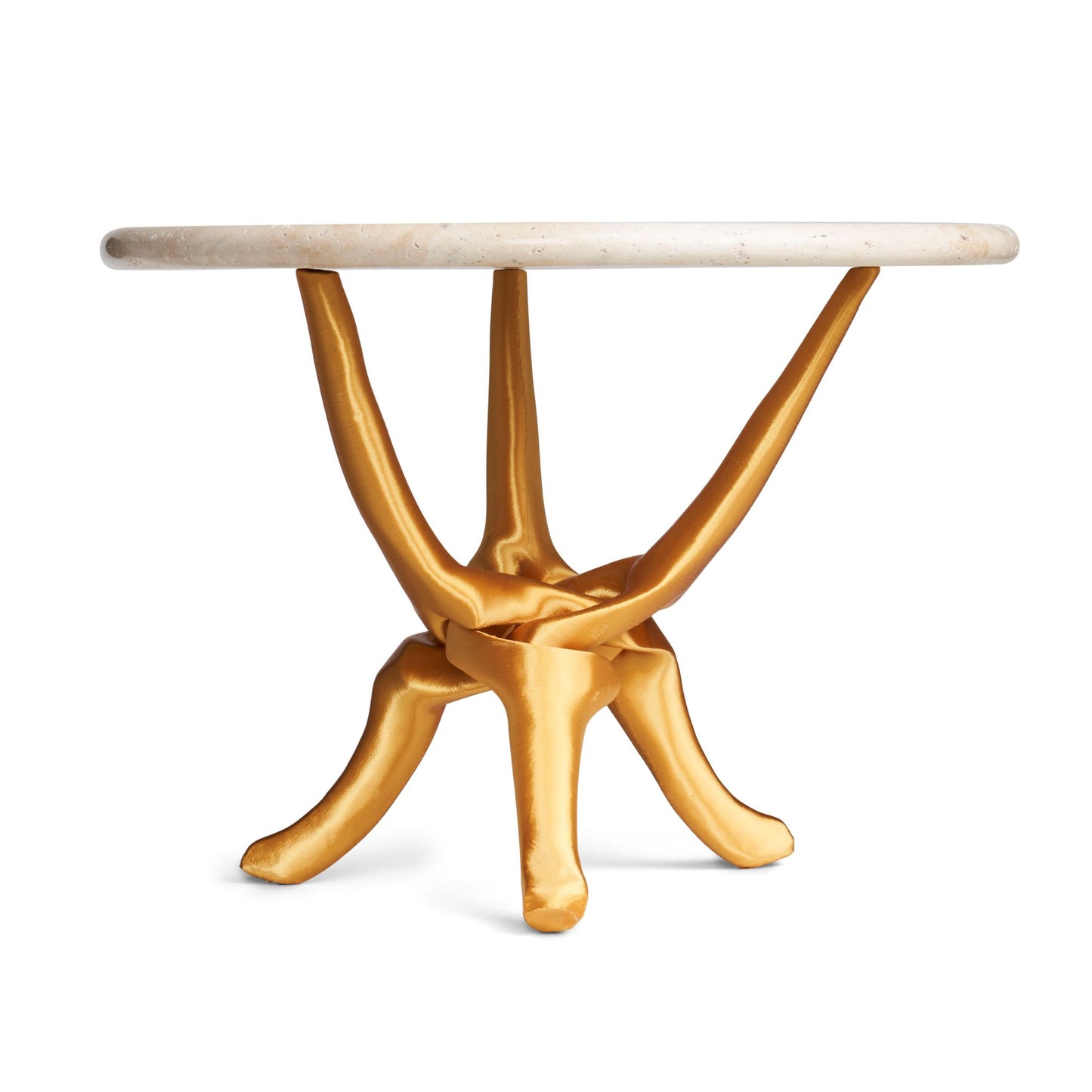 Gold Stand with Beige Travertine Top