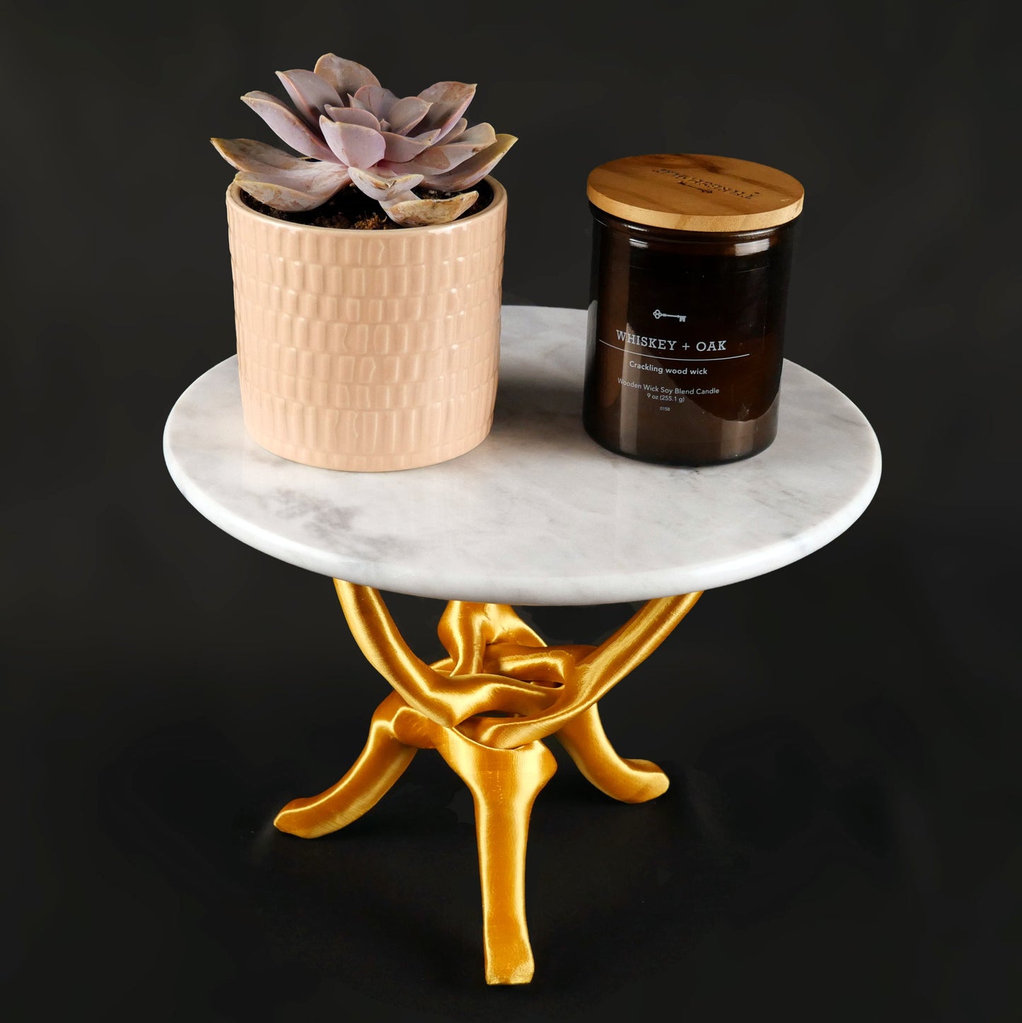 Gold Stand with Off-White Natural Marble Top