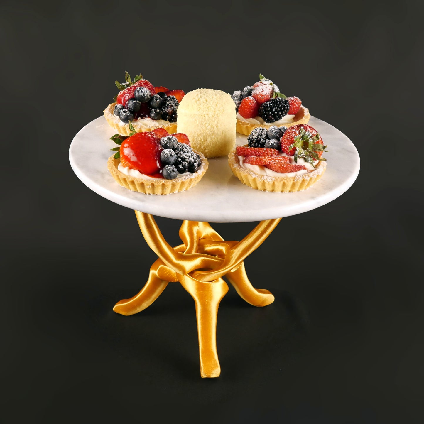 Gold Stand with Off-White Natural Marble Top