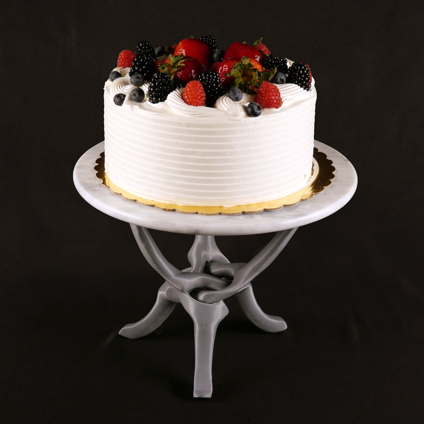 Silver/Grey Stand with Off-White Natural Marble Top