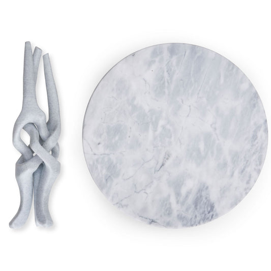 Grey Marble Stand with Off-White Natural Marble Top