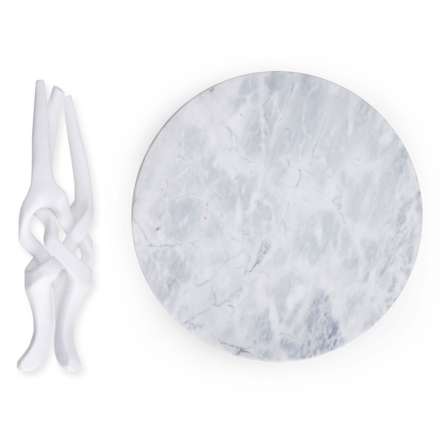 White Stand with Off-White Natural Marble Top