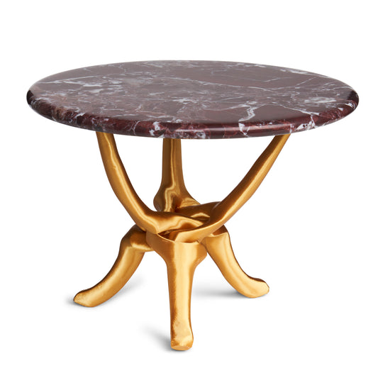 Gold Stand with Red Natural Marble Top