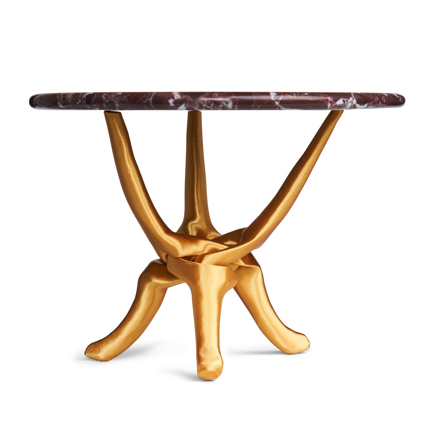 Gold Stand with Red Natural Marble Top