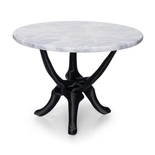 Black Stand with Off-White Natural Marble Top