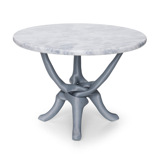 Silver/Grey Stand with Off-White Natural Marble Top