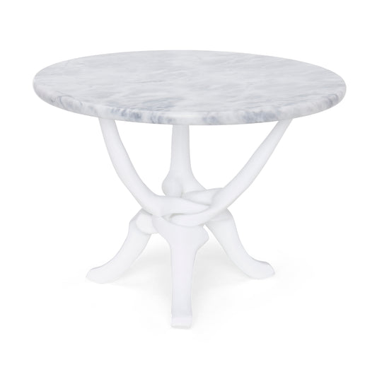 White Stand with Off-White Natural Marble Top