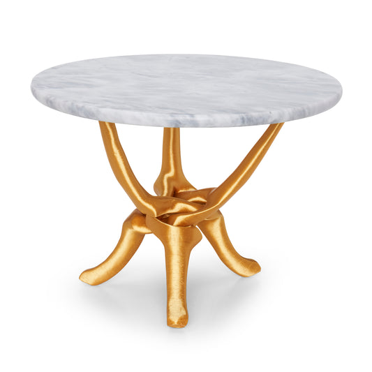Gold Stand with Off-White Natural Marble Top