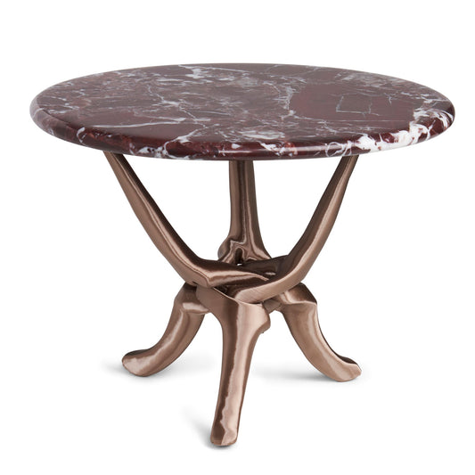 Campagne Gold Stand with Red Natural Marble Top