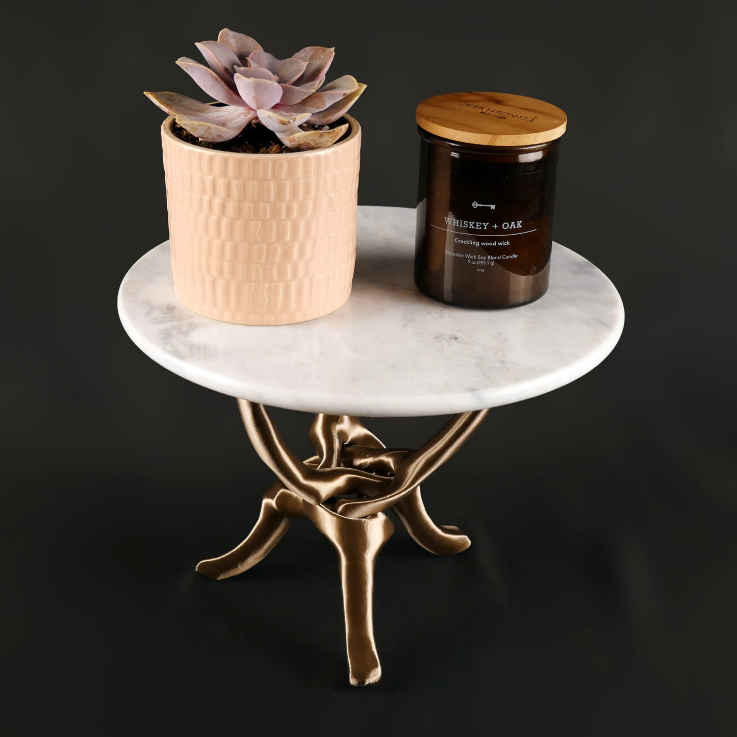 Campagne Gold Stand with Off-White Natural Marble Top