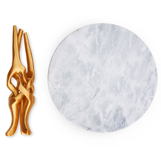 Gold Stand with Off-White Natural Marble Top
