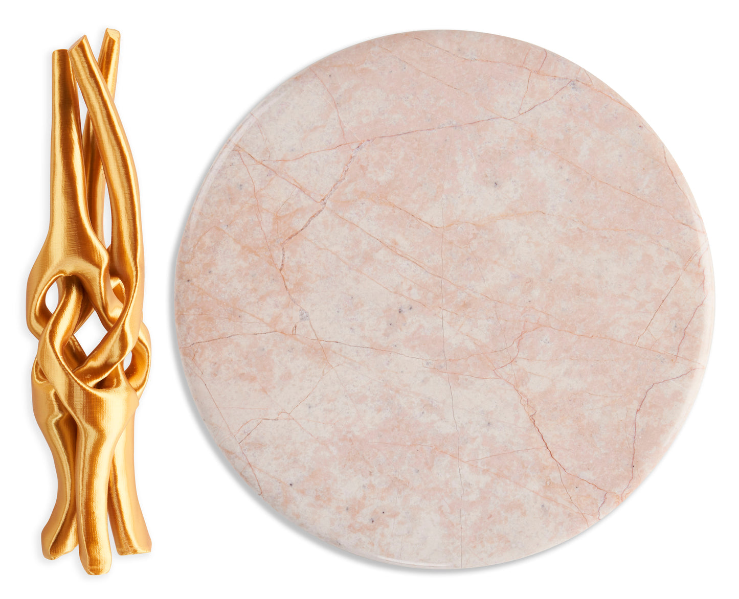 Gold Stand with Pink Natural Marble Top