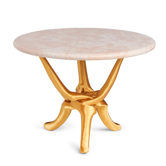 Gold Stand with Pink Natural Marble Top