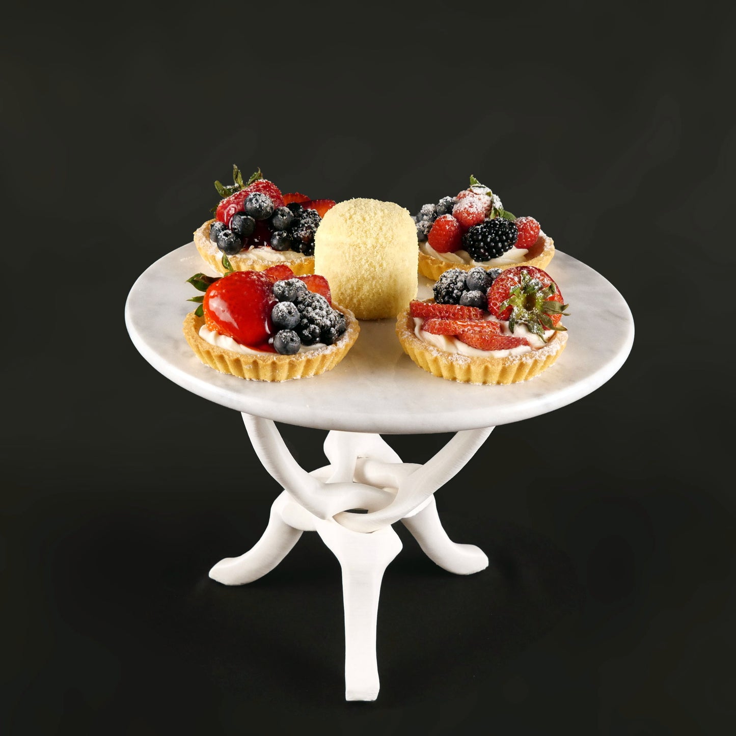 White Stand with Off-White Natural Marble Top